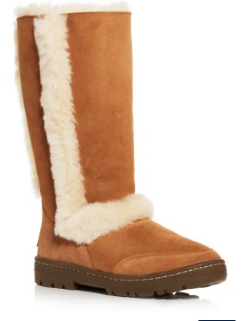 UGG Tall Shearling-Sundance II fur Trim Suede Boots - Chestnut